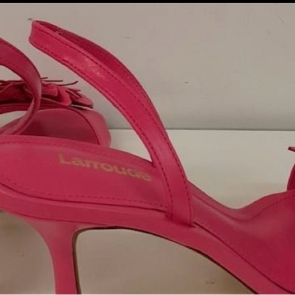 Larroude Pink Sandals with Floral Accent - Picture 4 of 5